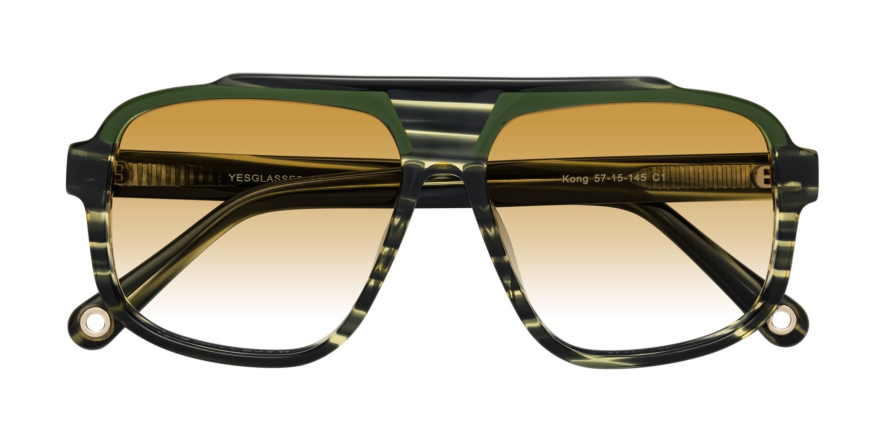 Folded Front of kong in Forest Striped with Champagne Gradient Lenses