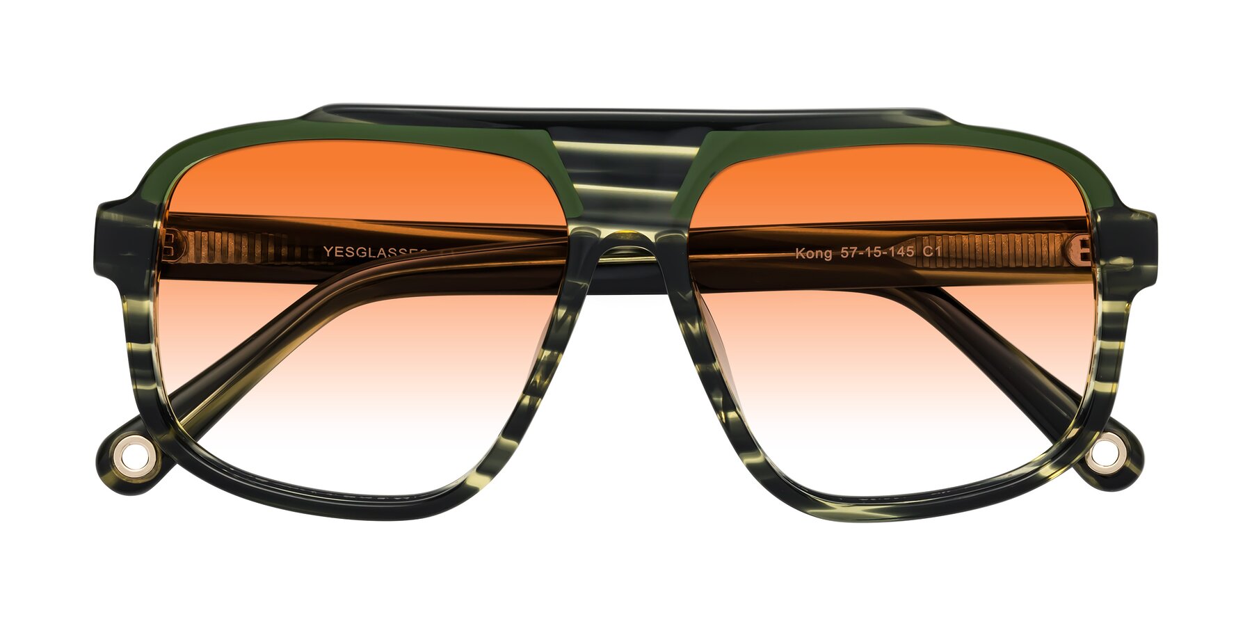 Folded Front of kong in Forest Striped with Orange Gradient Lenses