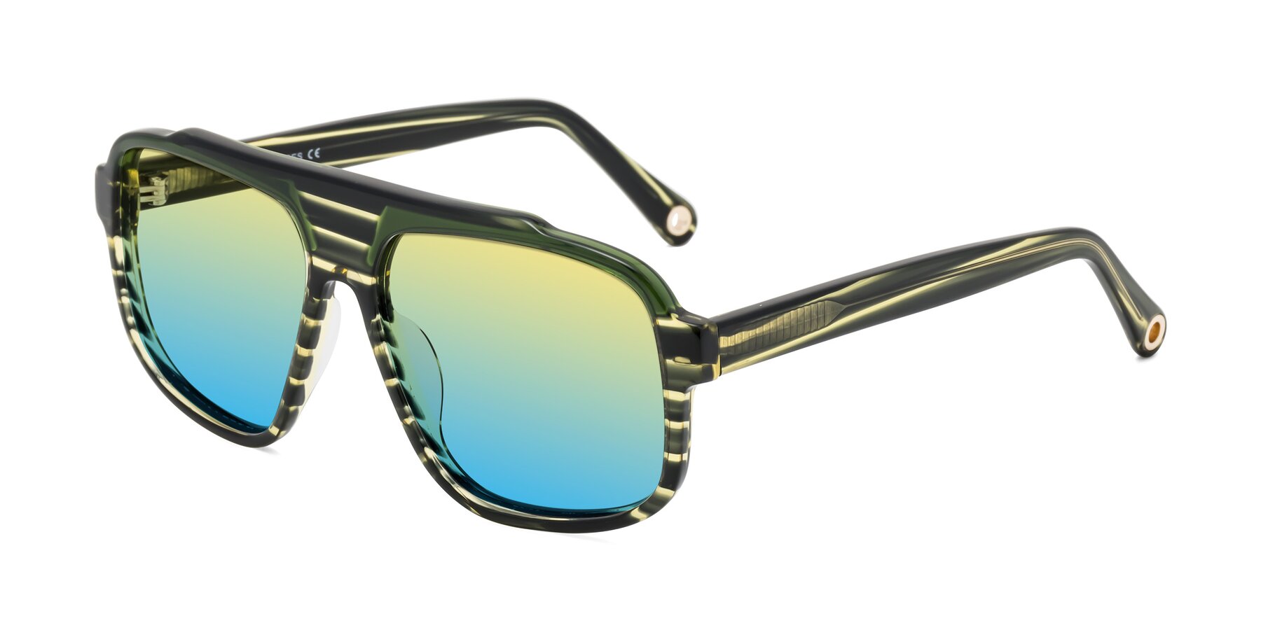 Angle of kong in Forest Striped with Yellow / Blue Gradient Lenses