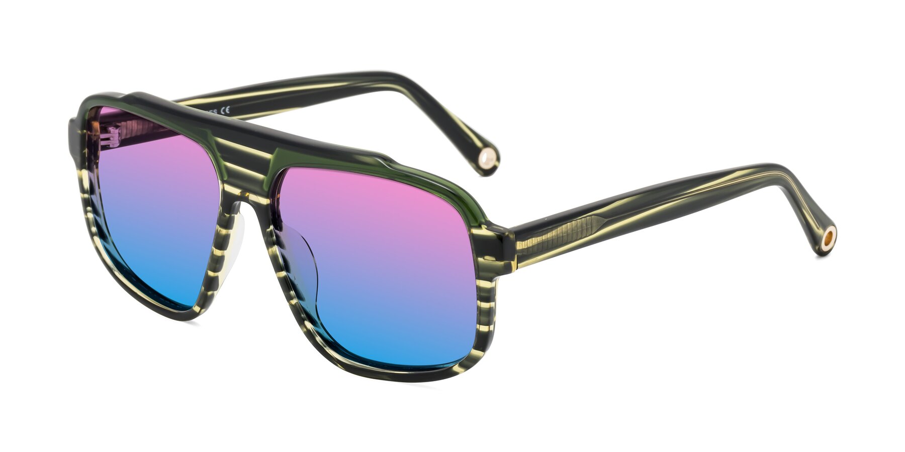 Angle of kong in Forest Striped with Pink / Blue Gradient Lenses