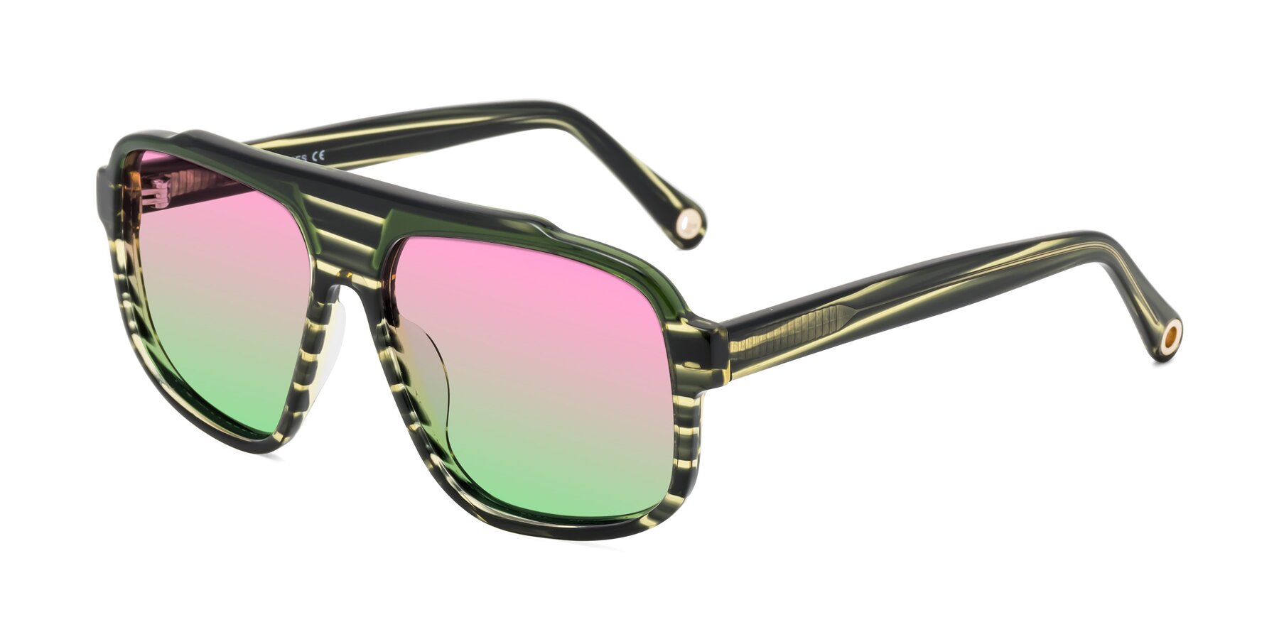 Angle of kong in Forest Striped with Pink / Green Gradient Lenses