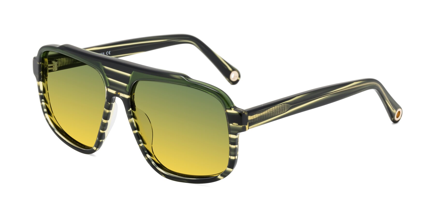 Angle of kong in Forest Striped with Green / Yellow Gradient Lenses