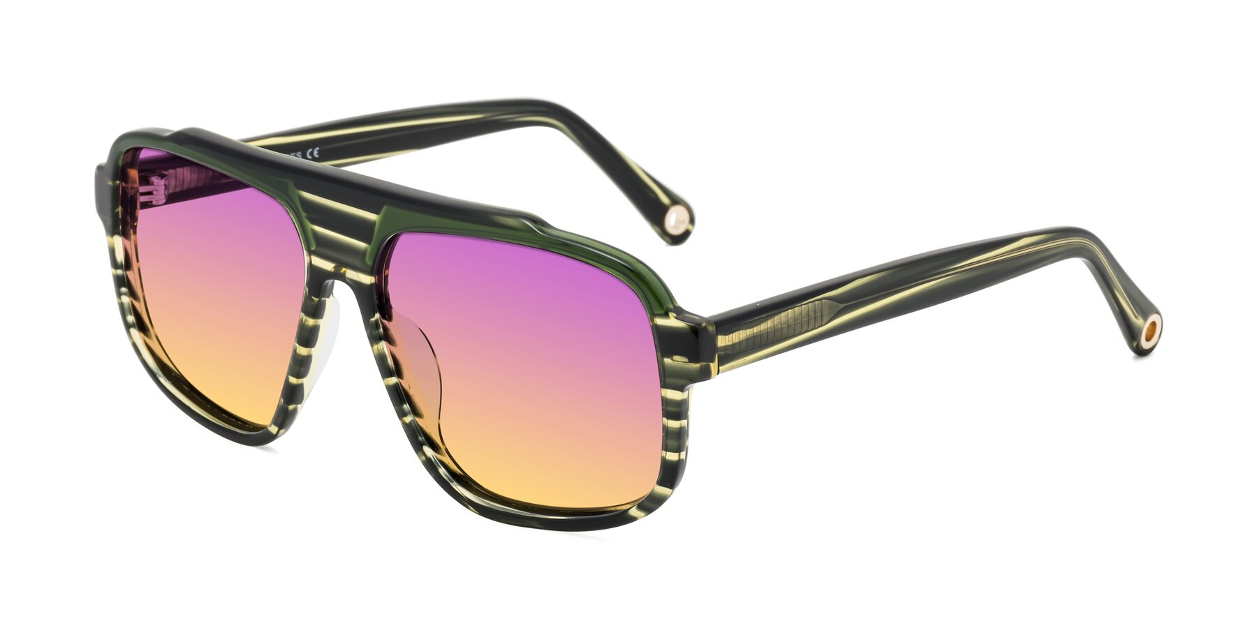 Angle of kong in Forest Striped with Purple / Yellow Gradient Lenses