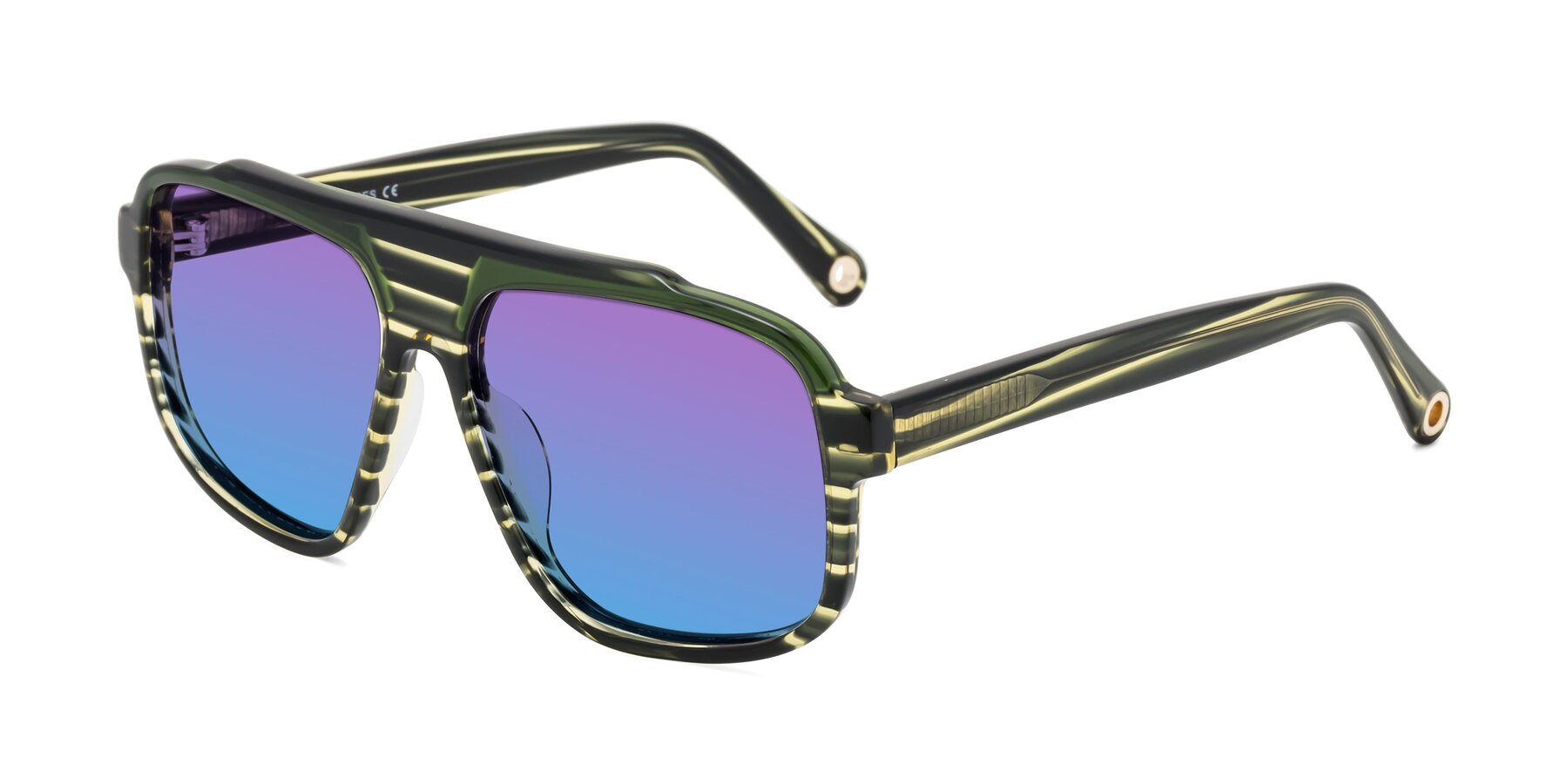 Angle of kong in Forest Striped with Purple / Blue Gradient Lenses