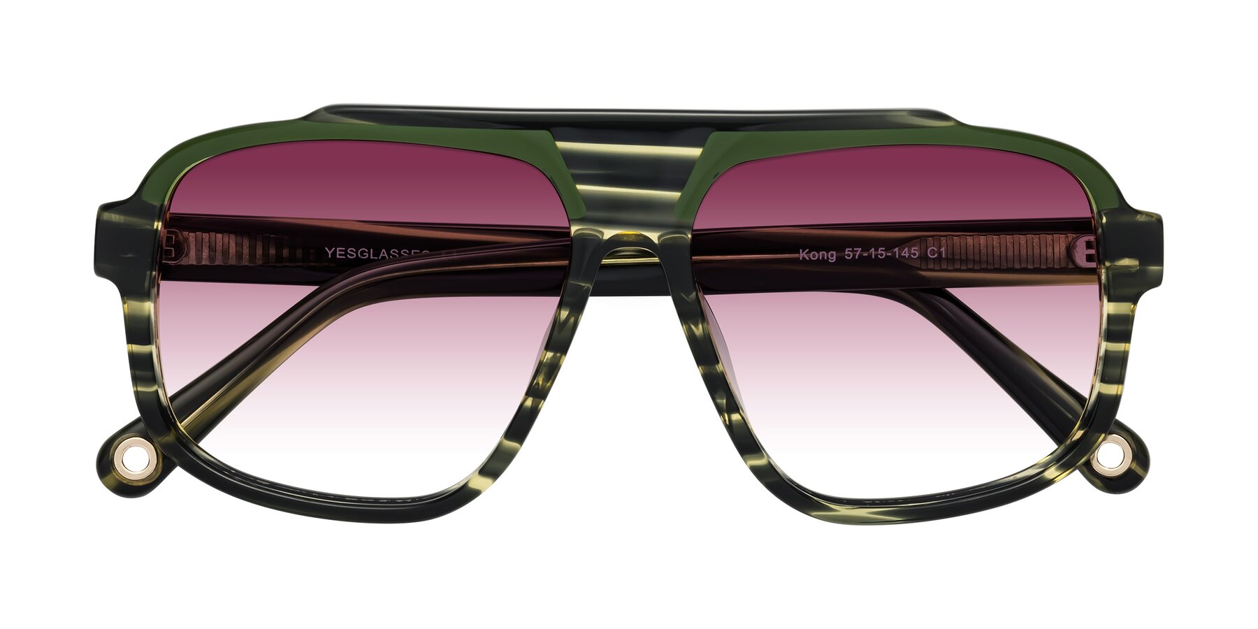 Folded Front of kong in Forest Striped with Wine Gradient Lenses