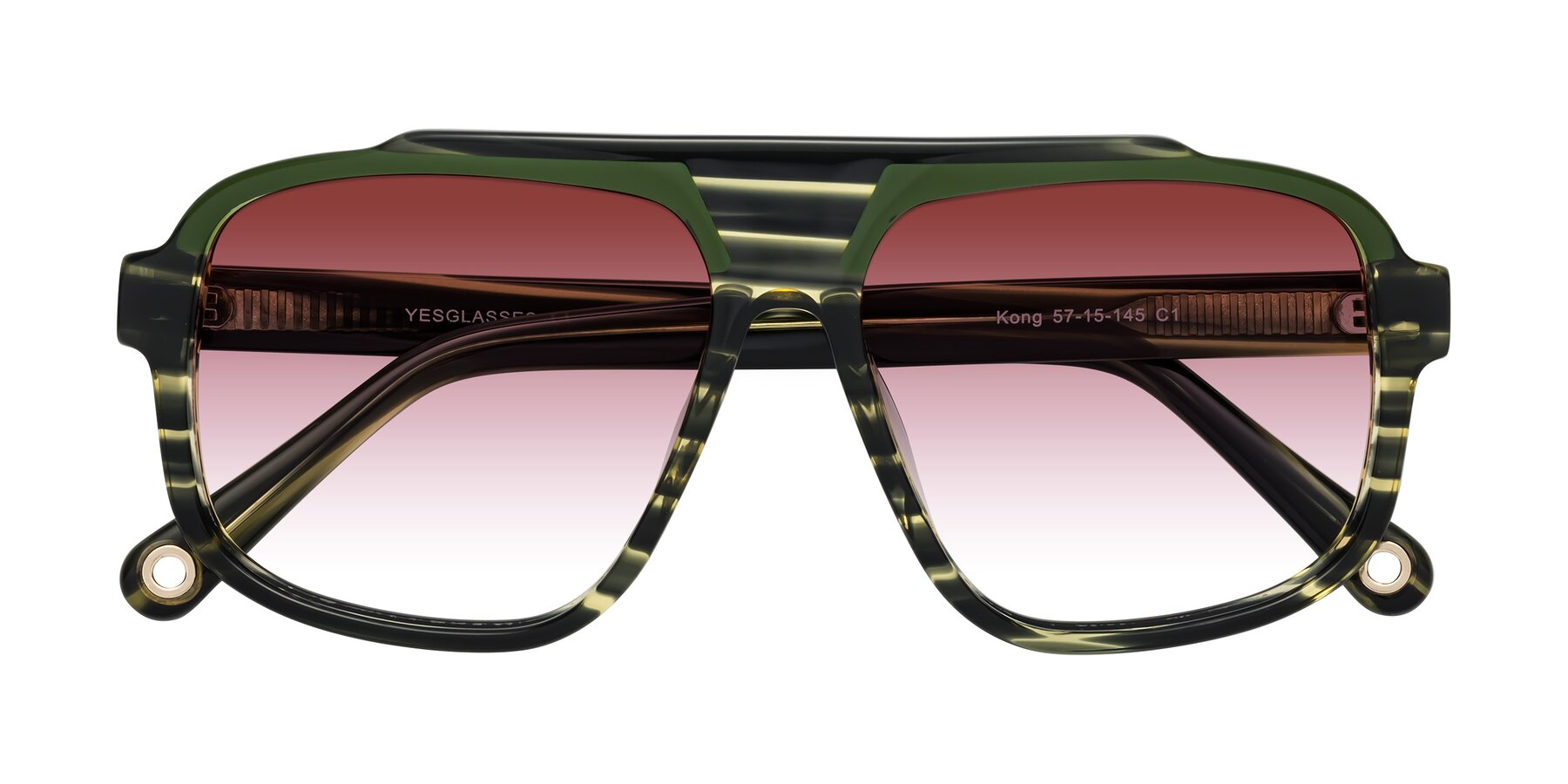 Folded Front of kong in Forest Striped with Garnet Gradient Lenses