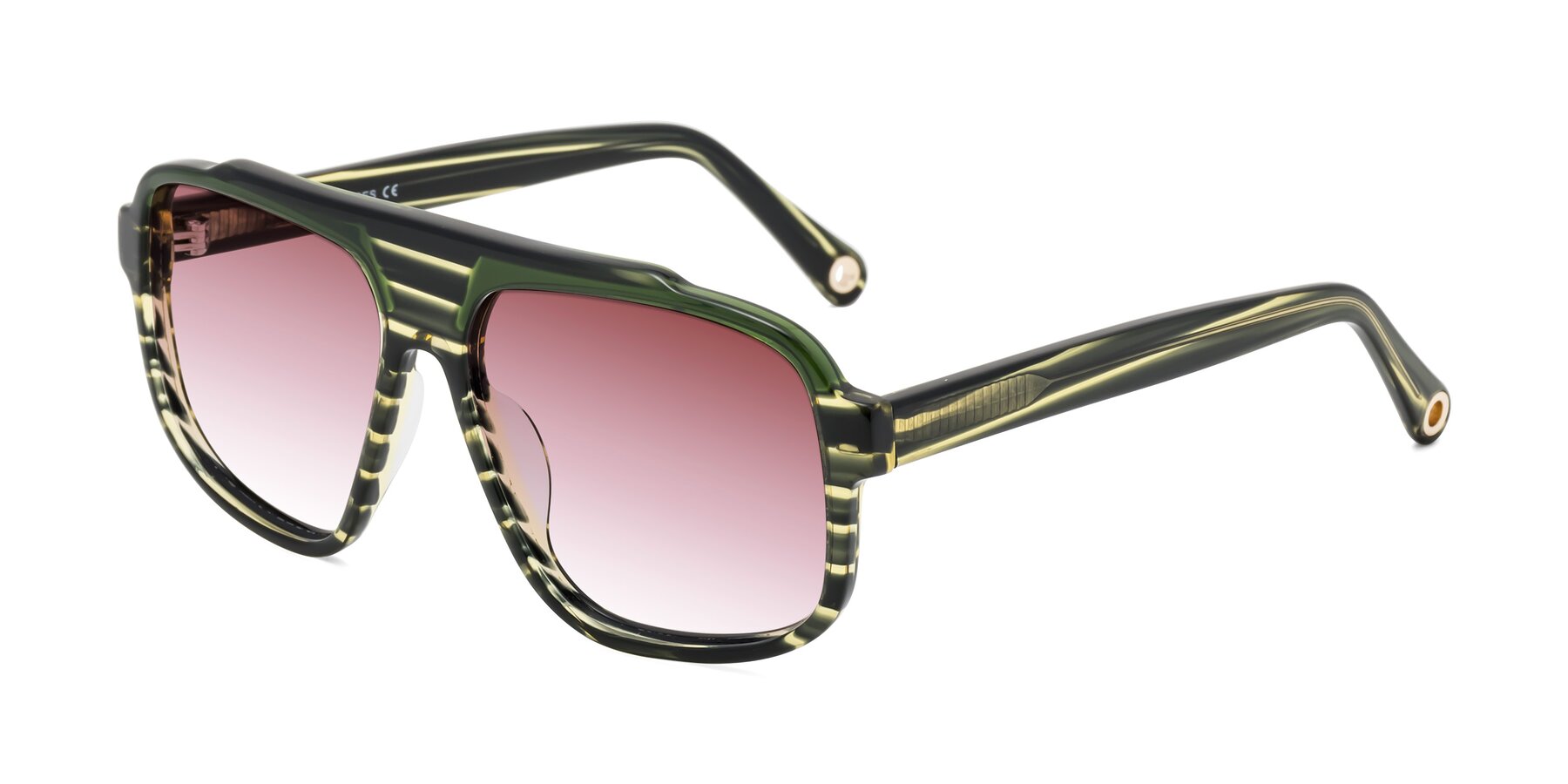 Angle of kong in Forest Striped with Garnet Gradient Lenses