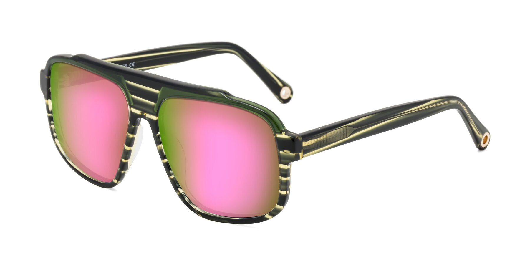 Angle of kong in Forest Striped with Pink Mirrored Lenses