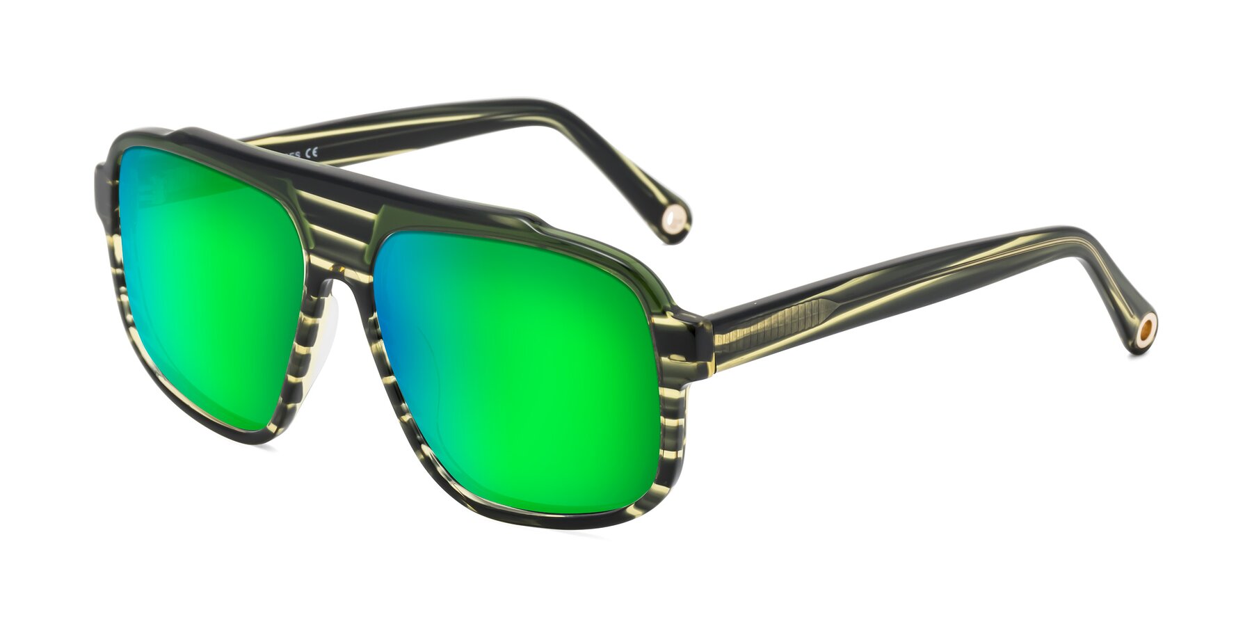 Angle of kong in Forest Striped with Green Mirrored Lenses