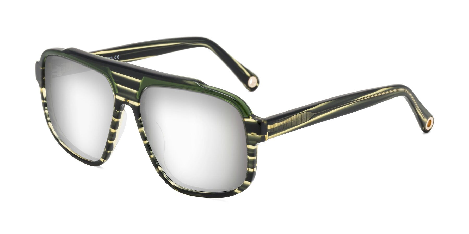 Angle of kong in Forest Striped with Silver Mirrored Lenses