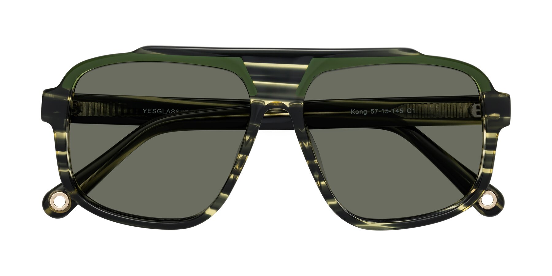 Folded Front of kong in Forest Striped with Gray Polarized Lenses