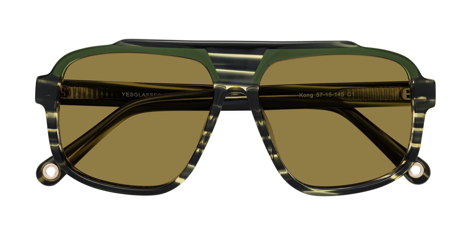 Folded Front of kong in Forest Striped with Brown Polarized Lenses