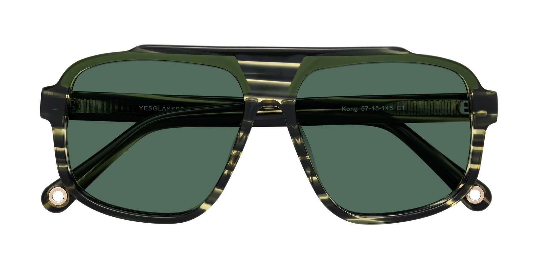 Folded Front of kong in Forest Striped with Green Polarized Lenses