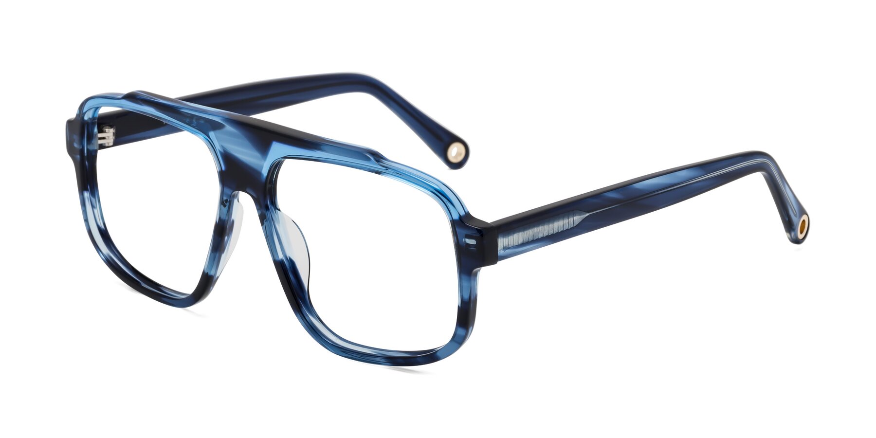 Angle of kong in Ocean Striped with Clear Reading Eyeglass Lenses