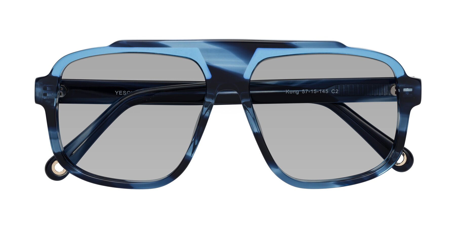 Folded Front of kong in Ocean Striped with Light Gray Tinted Lenses