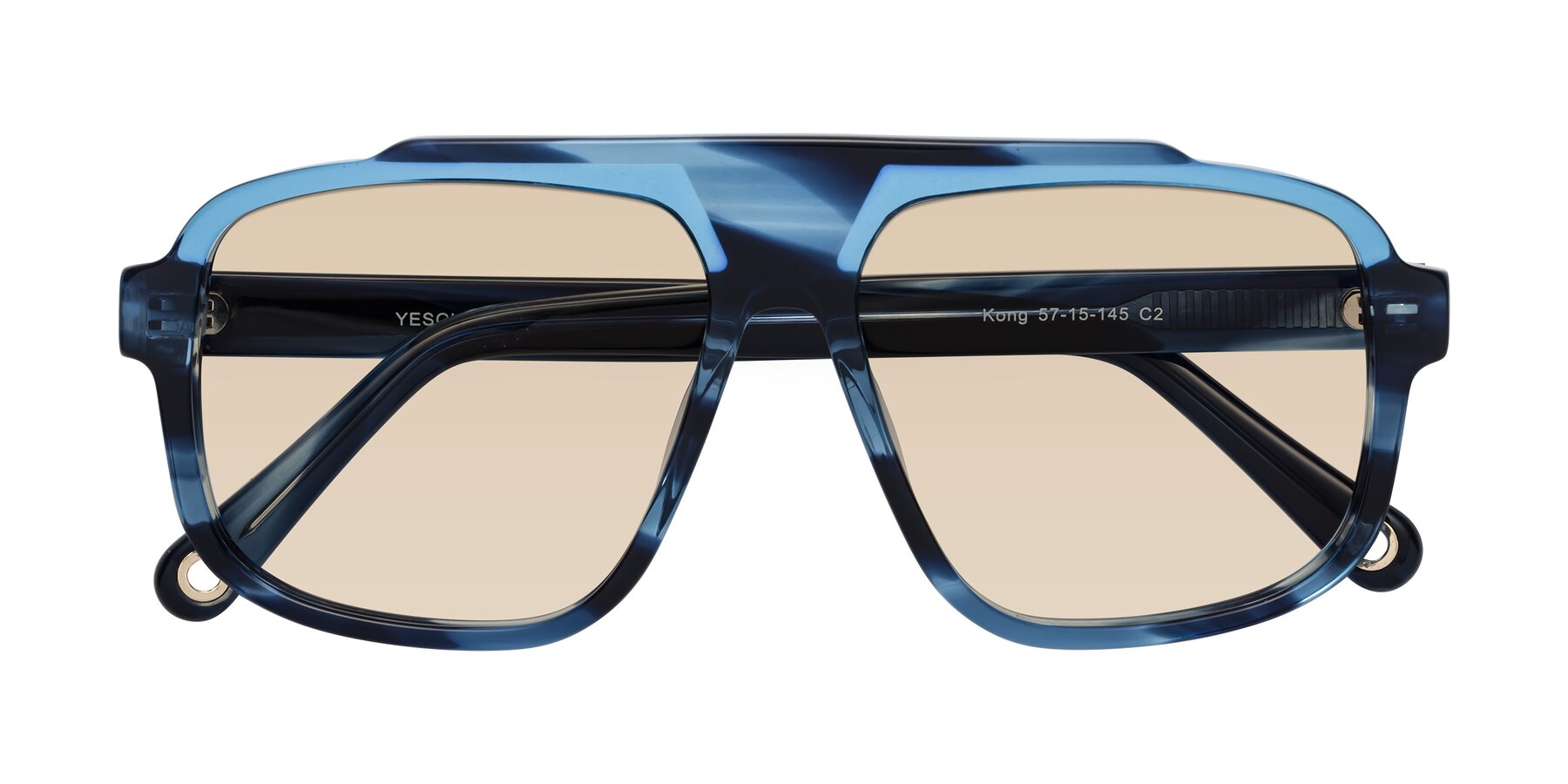 Folded Front of kong in Ocean Striped with Light Brown Tinted Lenses