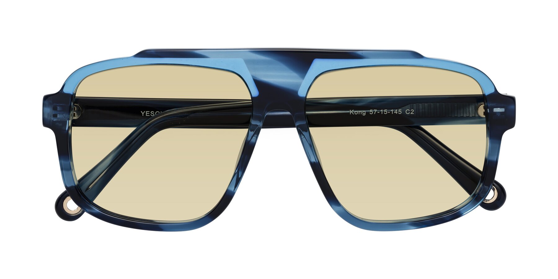 Folded Front of kong in Ocean Striped with Light Champagne Tinted Lenses