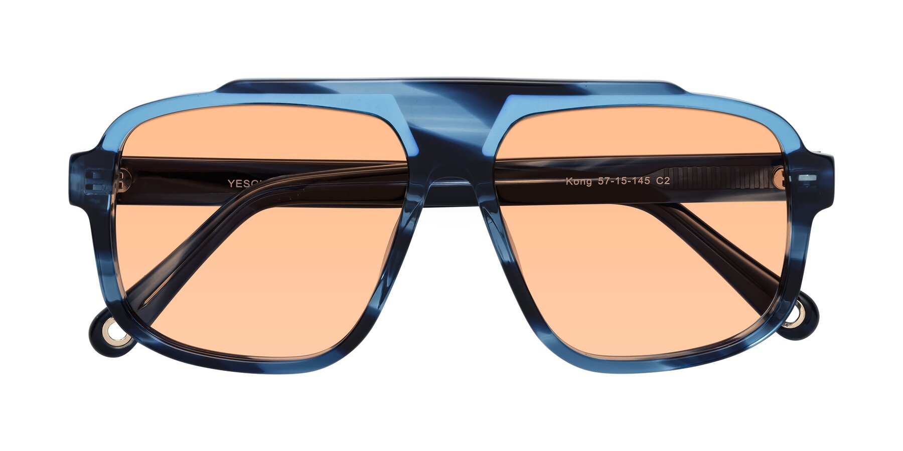 Folded Front of kong in Ocean Striped with Light Orange Tinted Lenses