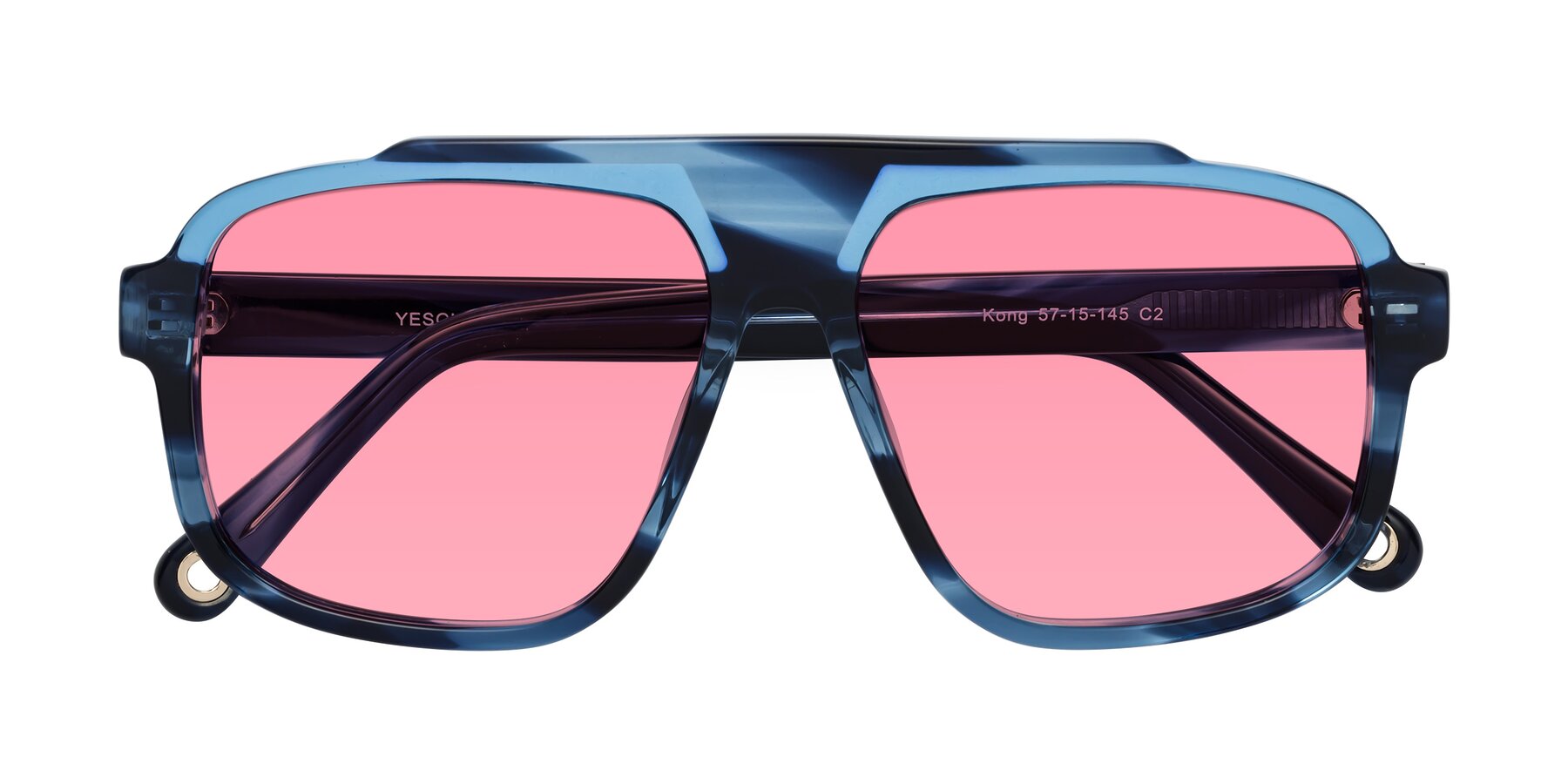 Folded Front of kong in Ocean Striped with Pink Tinted Lenses