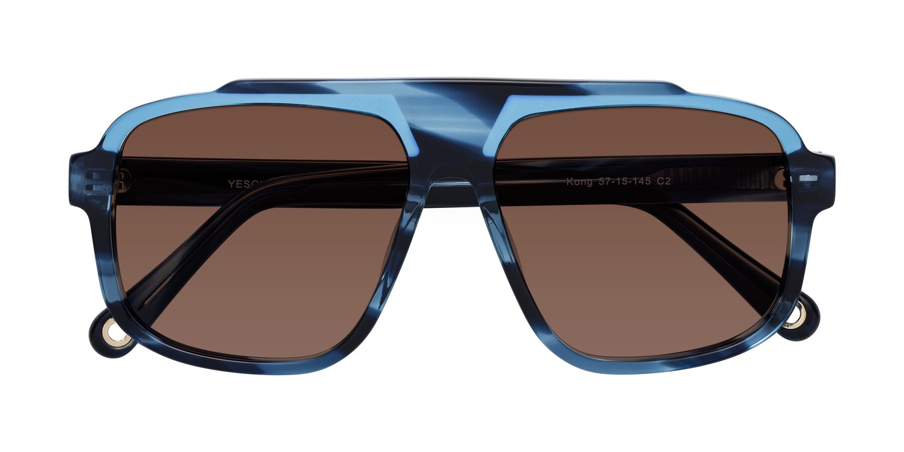 Folded Front of kong in Ocean Striped with Brown Tinted Lenses