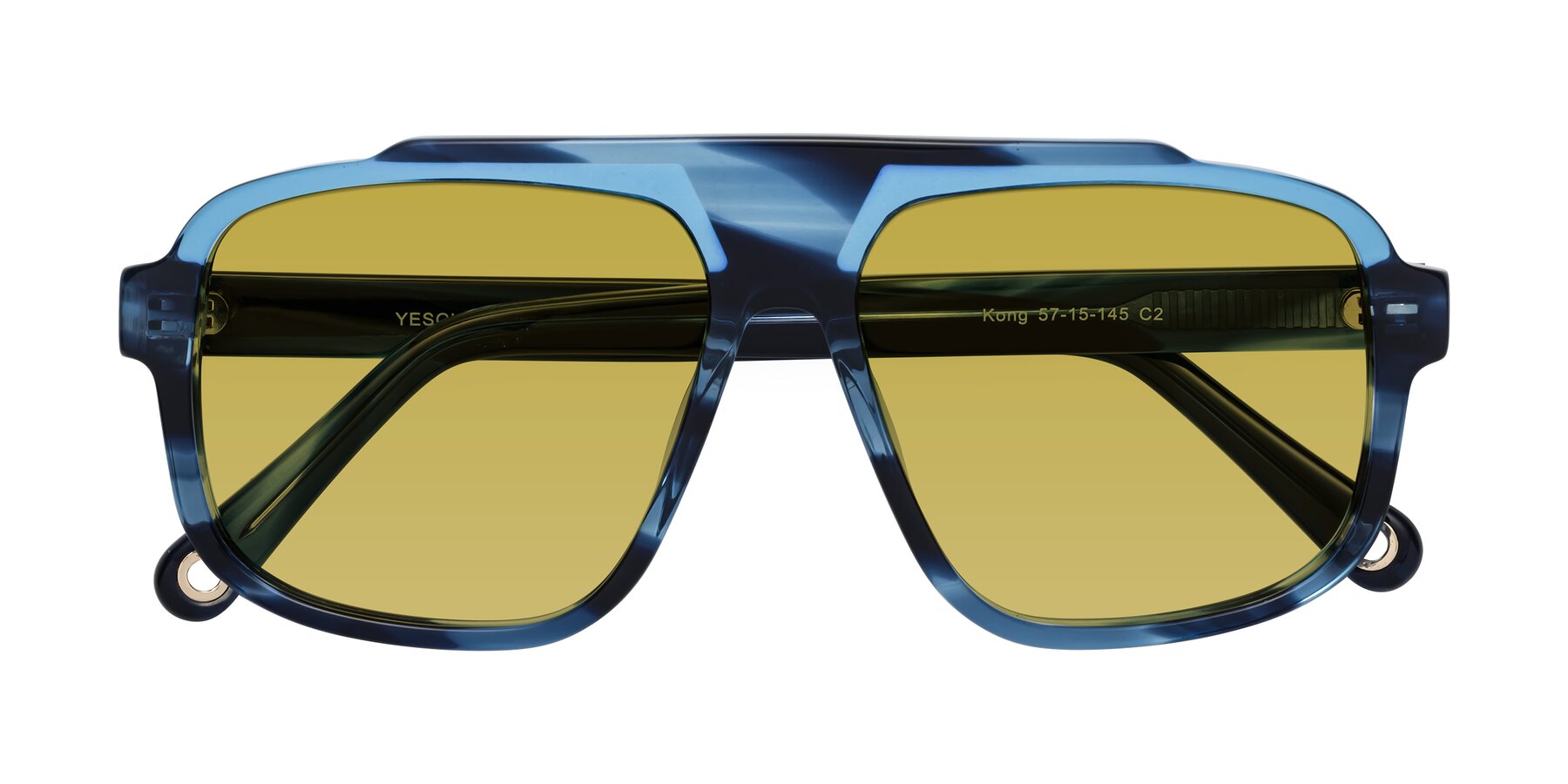 Folded Front of kong in Ocean Striped with Champagne Tinted Lenses