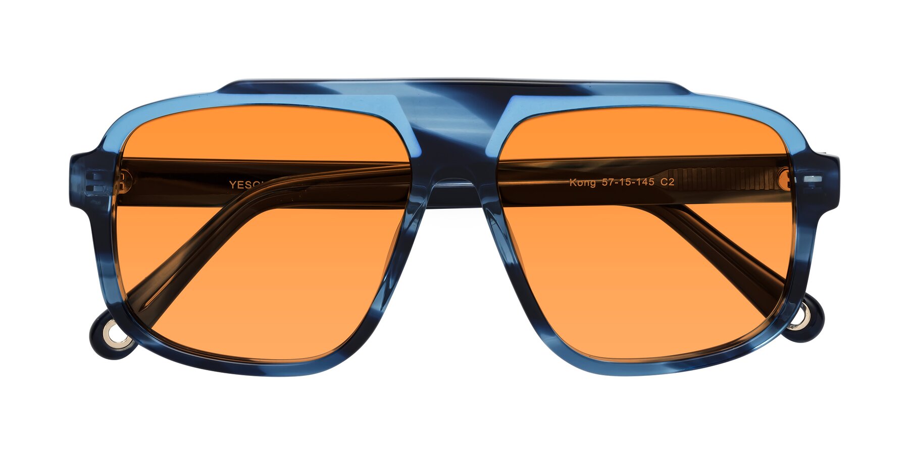 Folded Front of kong in Ocean Striped with Orange Tinted Lenses