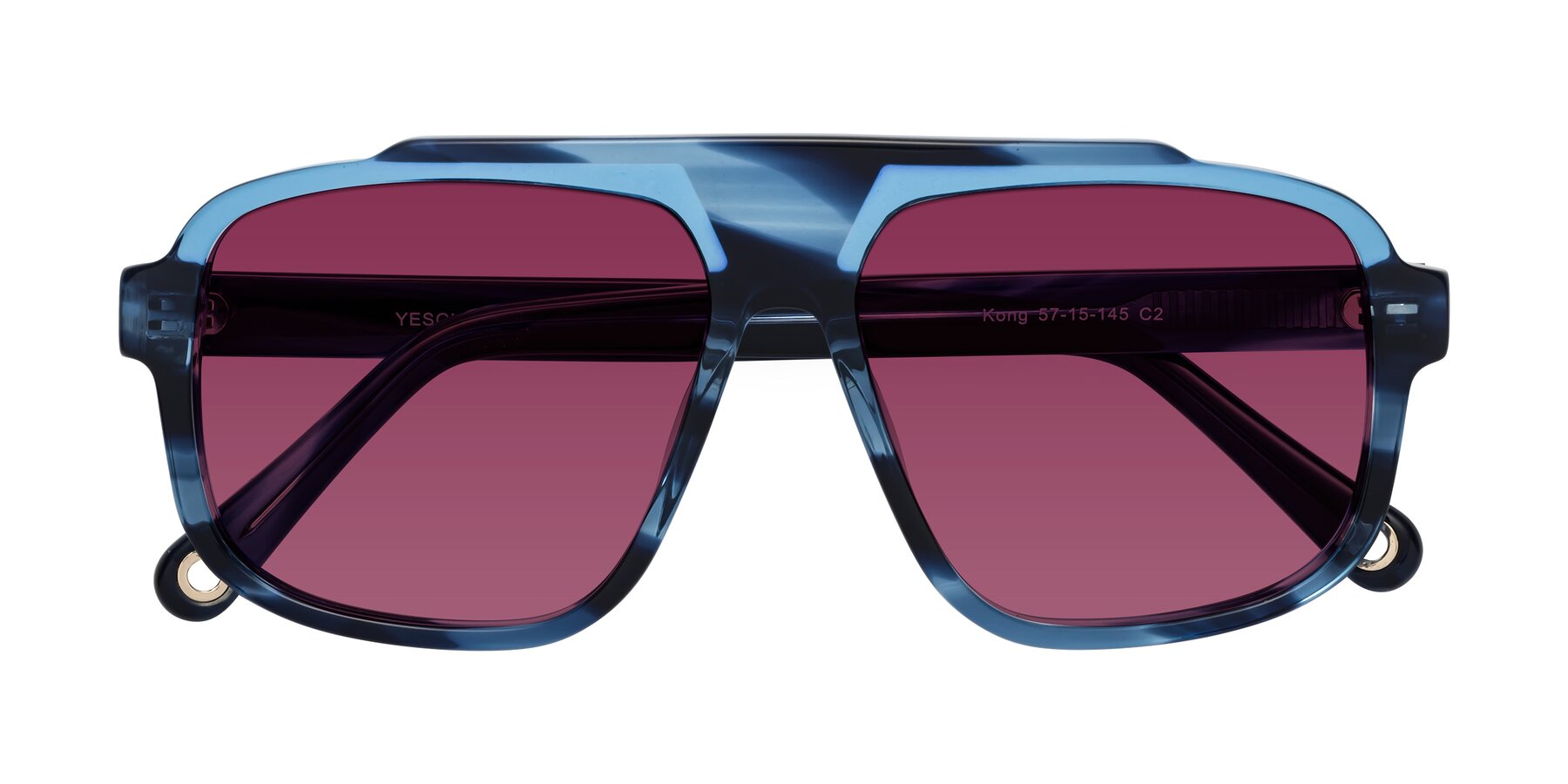 Folded Front of kong in Ocean Striped with Wine Tinted Lenses