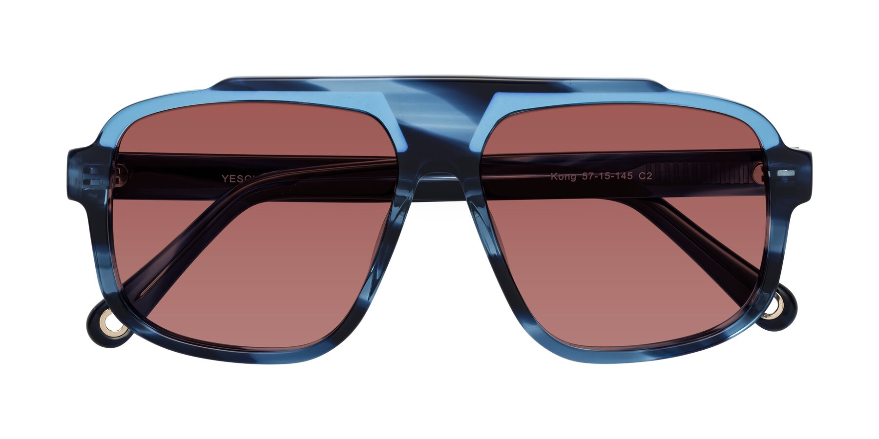 Folded Front of kong in Ocean Striped with Garnet Tinted Lenses