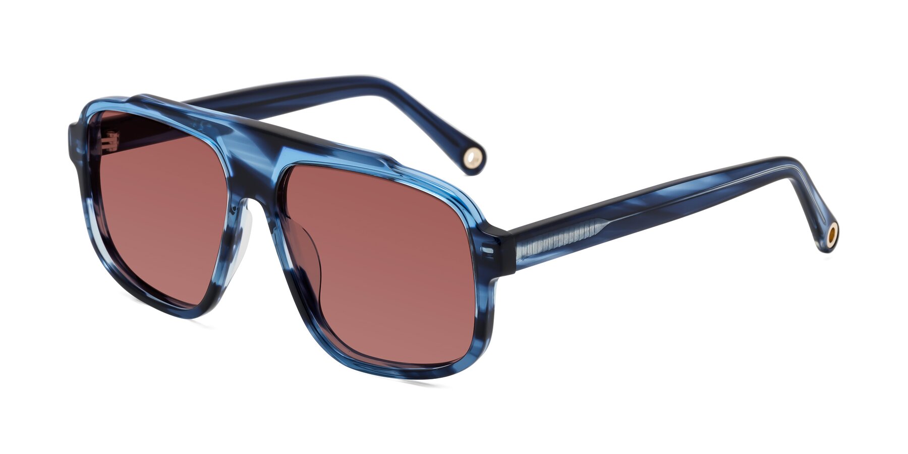 Angle of kong in Ocean Striped with Garnet Tinted Lenses