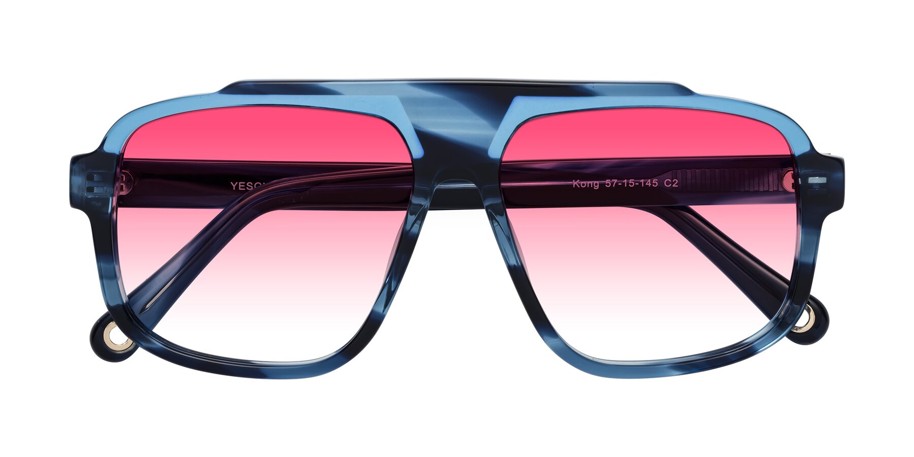 Folded Front of kong in Ocean Striped with Pink Gradient Lenses