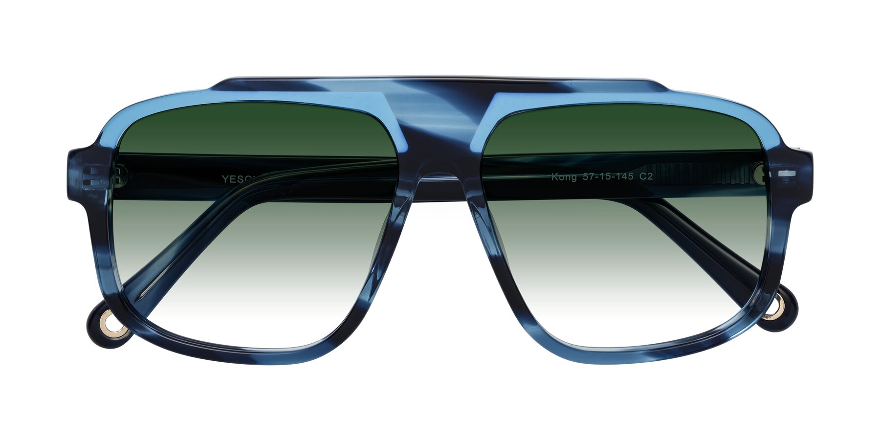 Folded Front of kong in Ocean Striped with Green Gradient Lenses