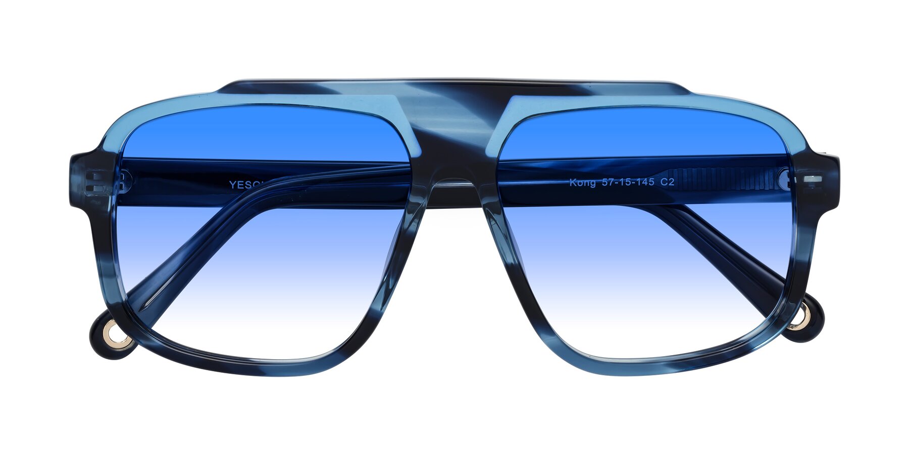 Folded Front of kong in Ocean Striped with Blue Gradient Lenses