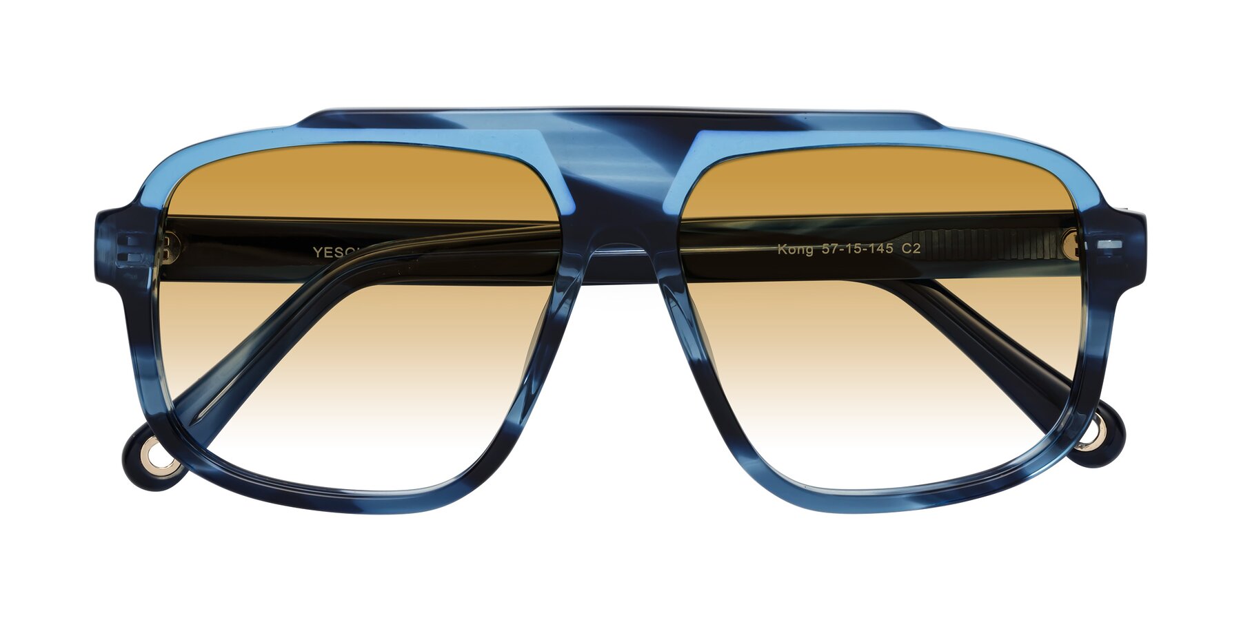 Folded Front of kong in Ocean Striped with Champagne Gradient Lenses