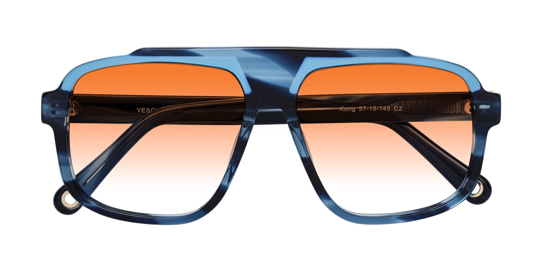 Folded Front of kong in Ocean Striped with Orange Gradient Lenses