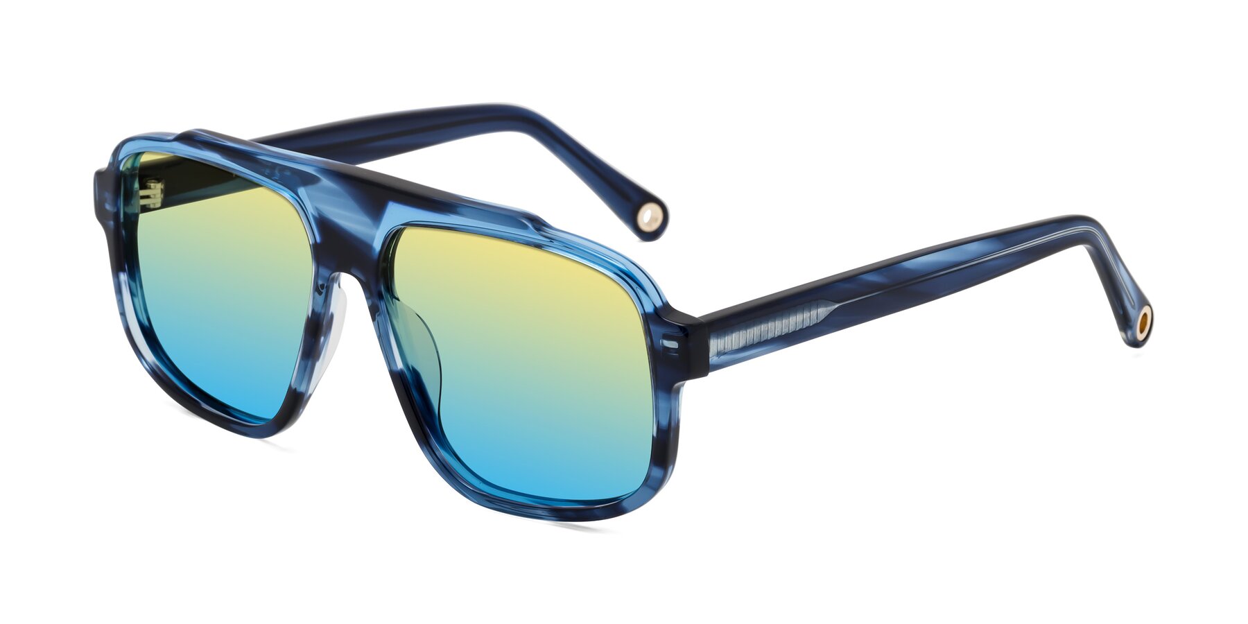 Angle of kong in Ocean Striped with Yellow / Blue Gradient Lenses