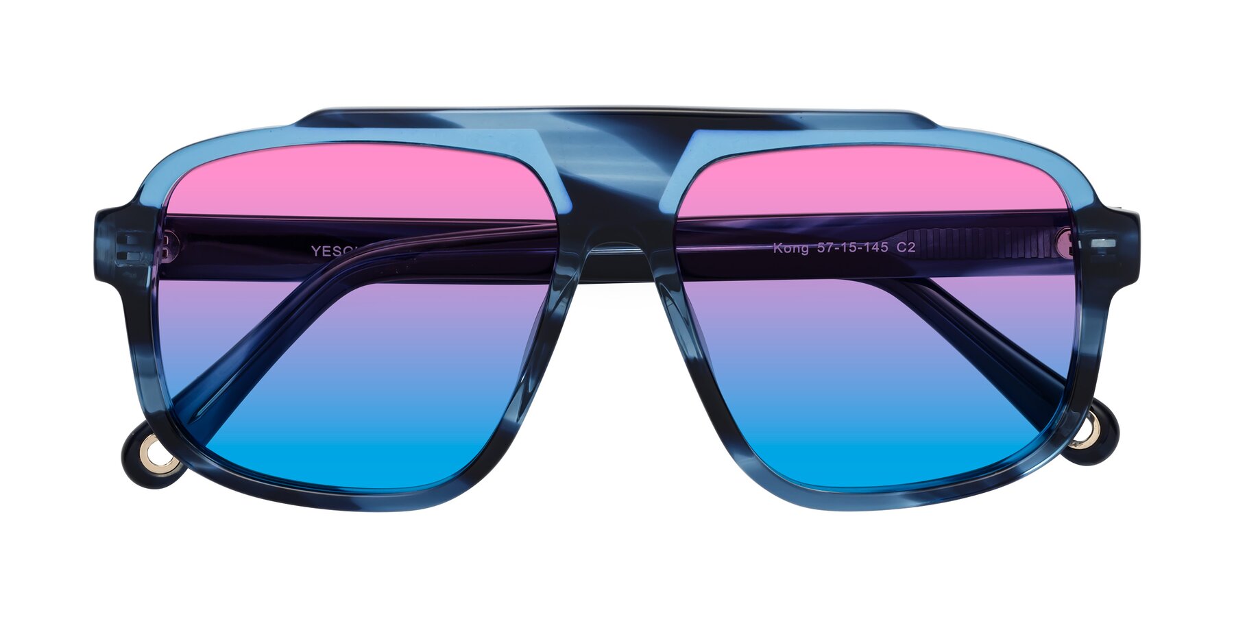 Folded Front of kong in Ocean Striped with Pink / Blue Gradient Lenses