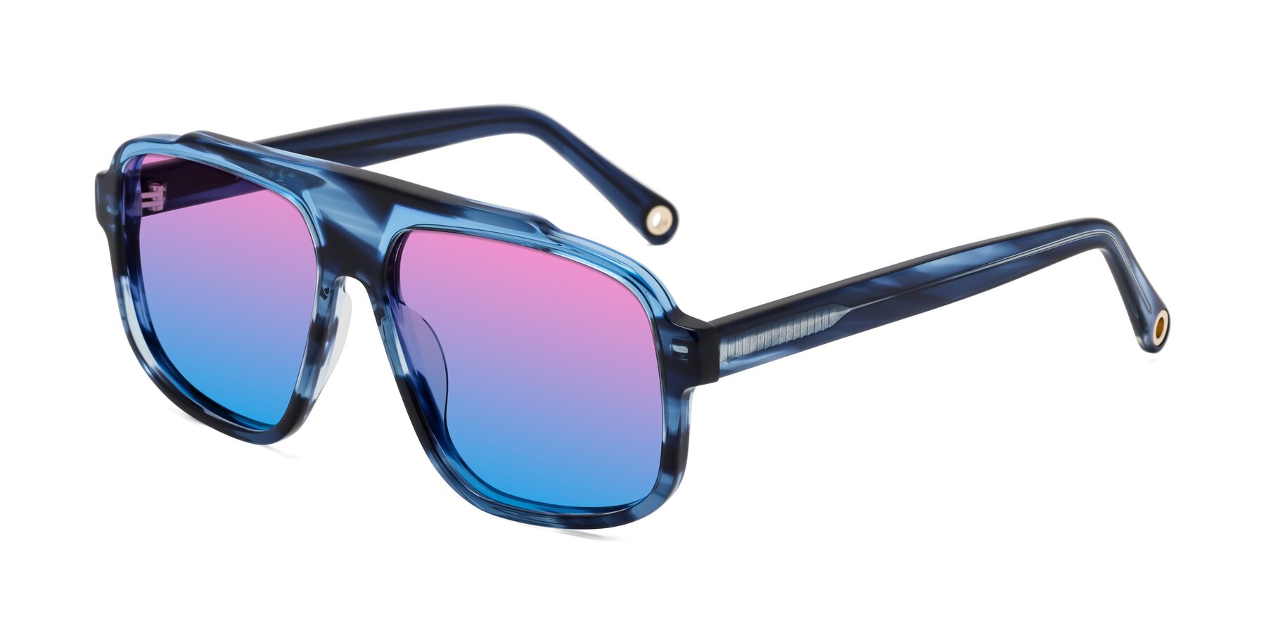 Angle of kong in Ocean Striped with Pink / Blue Gradient Lenses