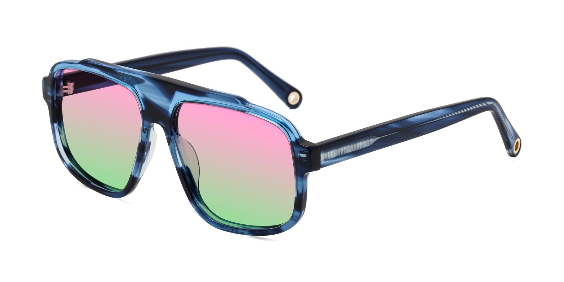 Angle of kong in Ocean Striped with Pink / Green Gradient Lenses