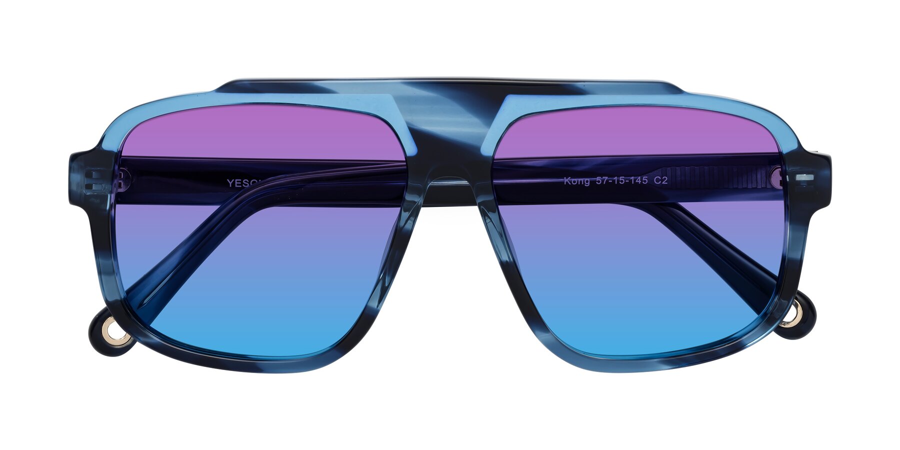 Folded Front of kong in Ocean Striped with Purple / Blue Gradient Lenses