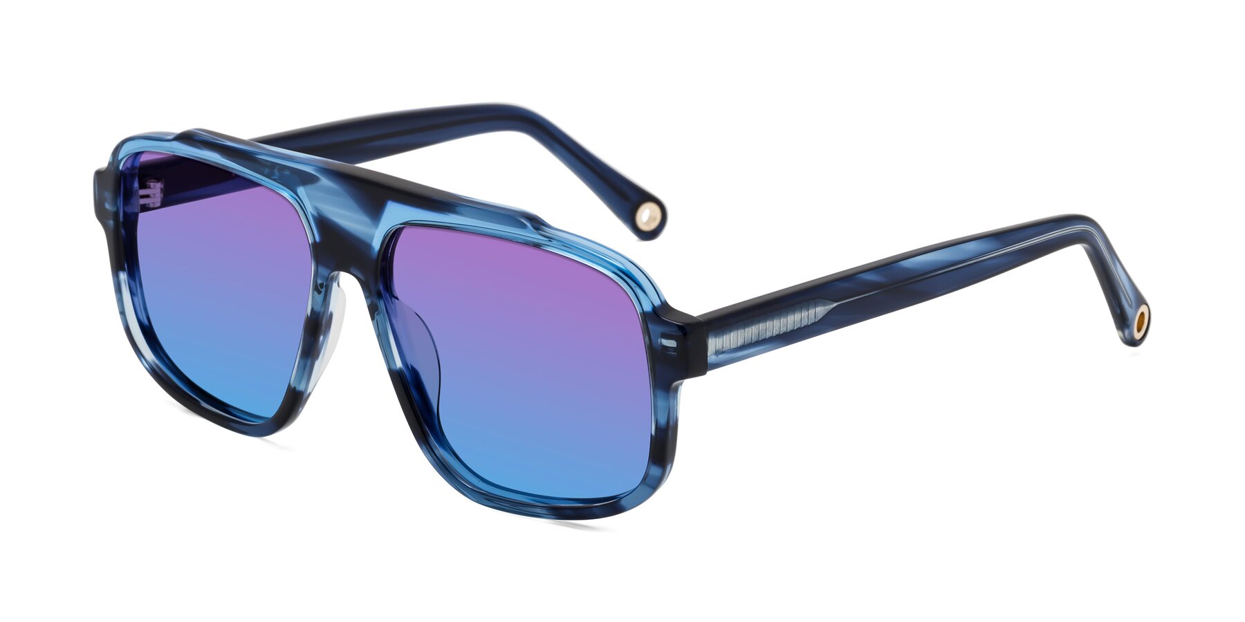 Angle of kong in Ocean Striped with Purple / Blue Gradient Lenses