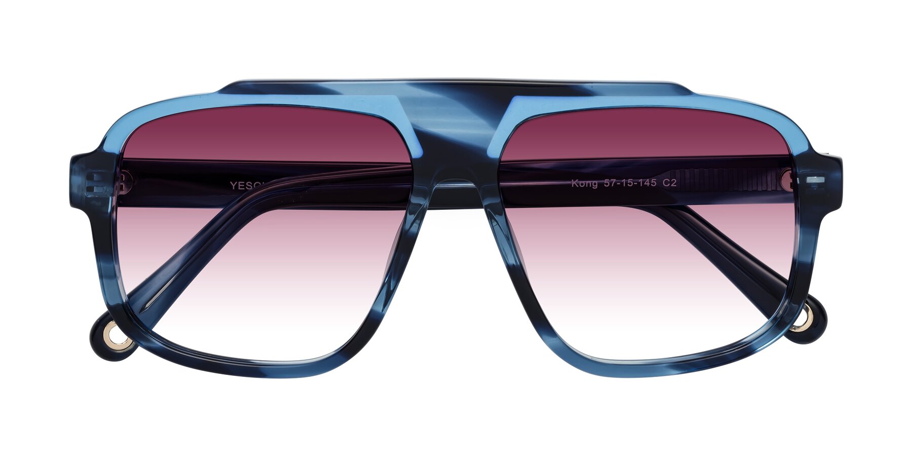 Folded Front of kong in Ocean Striped with Wine Gradient Lenses