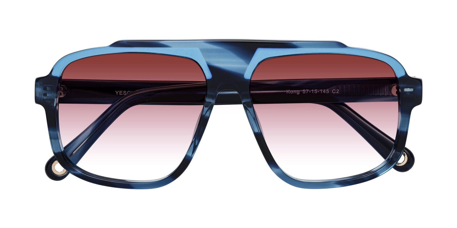 Folded Front of kong in Ocean Striped with Garnet Gradient Lenses