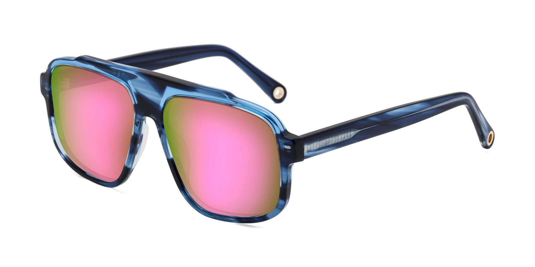 Angle of kong in Ocean Striped with Pink Mirrored Lenses