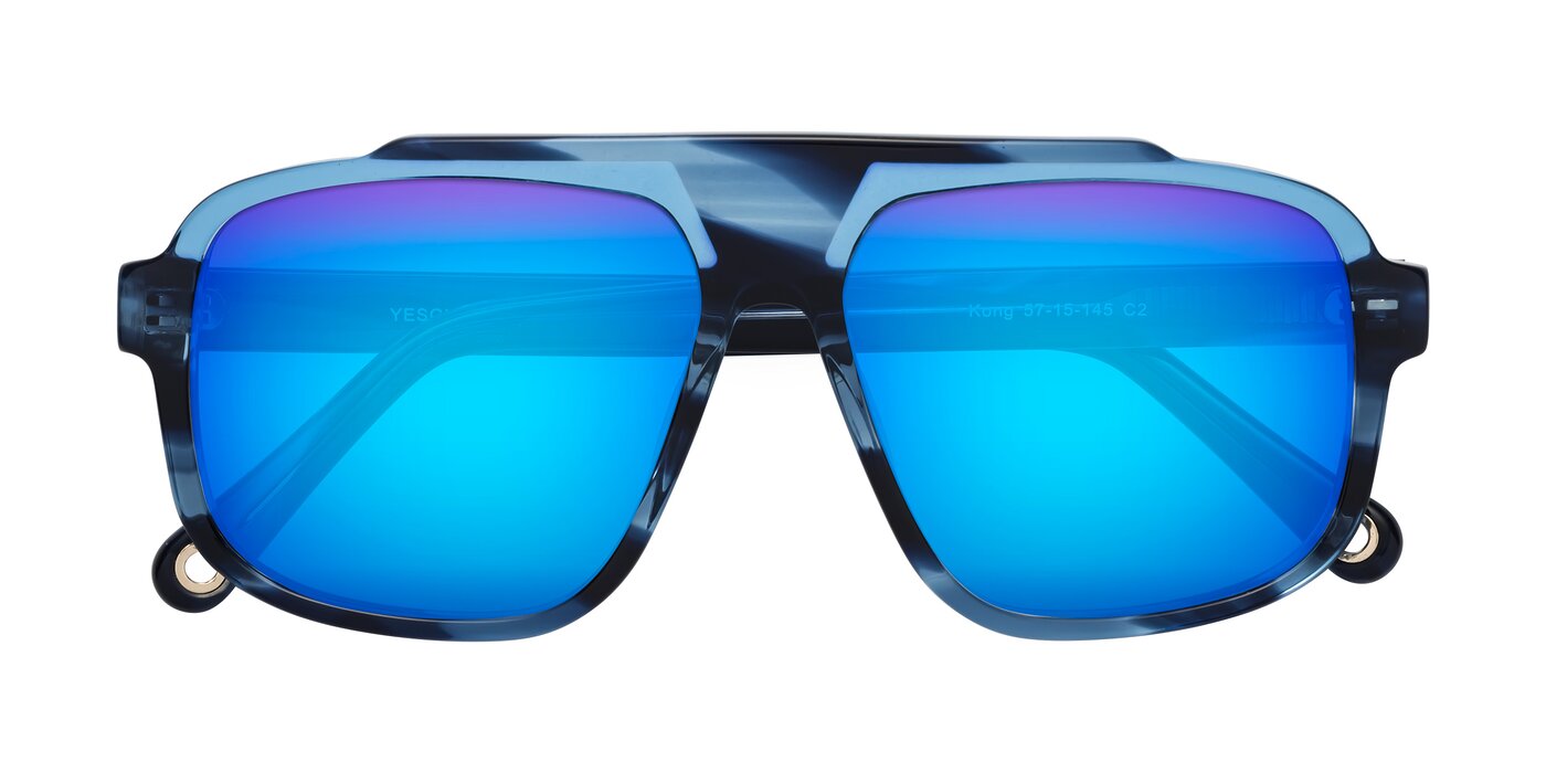 kong - Ocean Striped Flash Mirrored Sunglasses