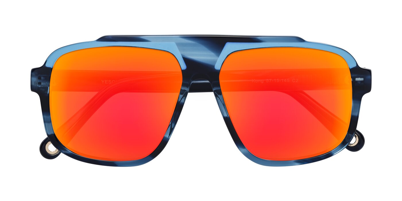 kong - Ocean Striped Flash Mirrored Sunglasses