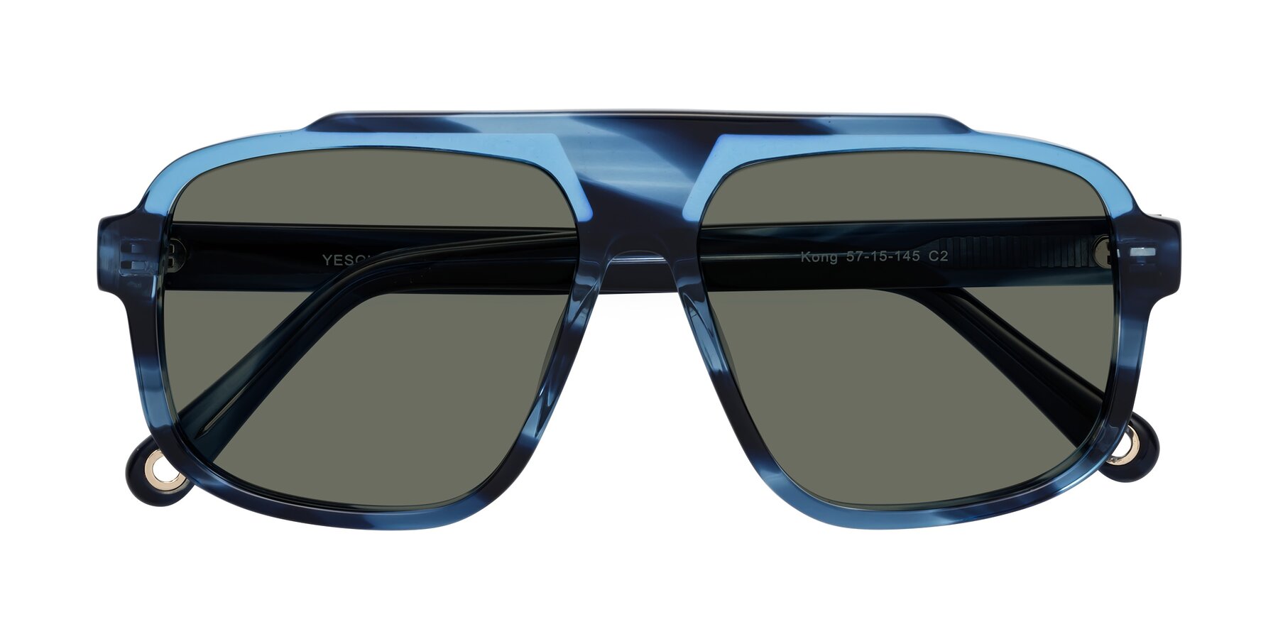 Folded Front of kong in Ocean Striped with Gray Polarized Lenses