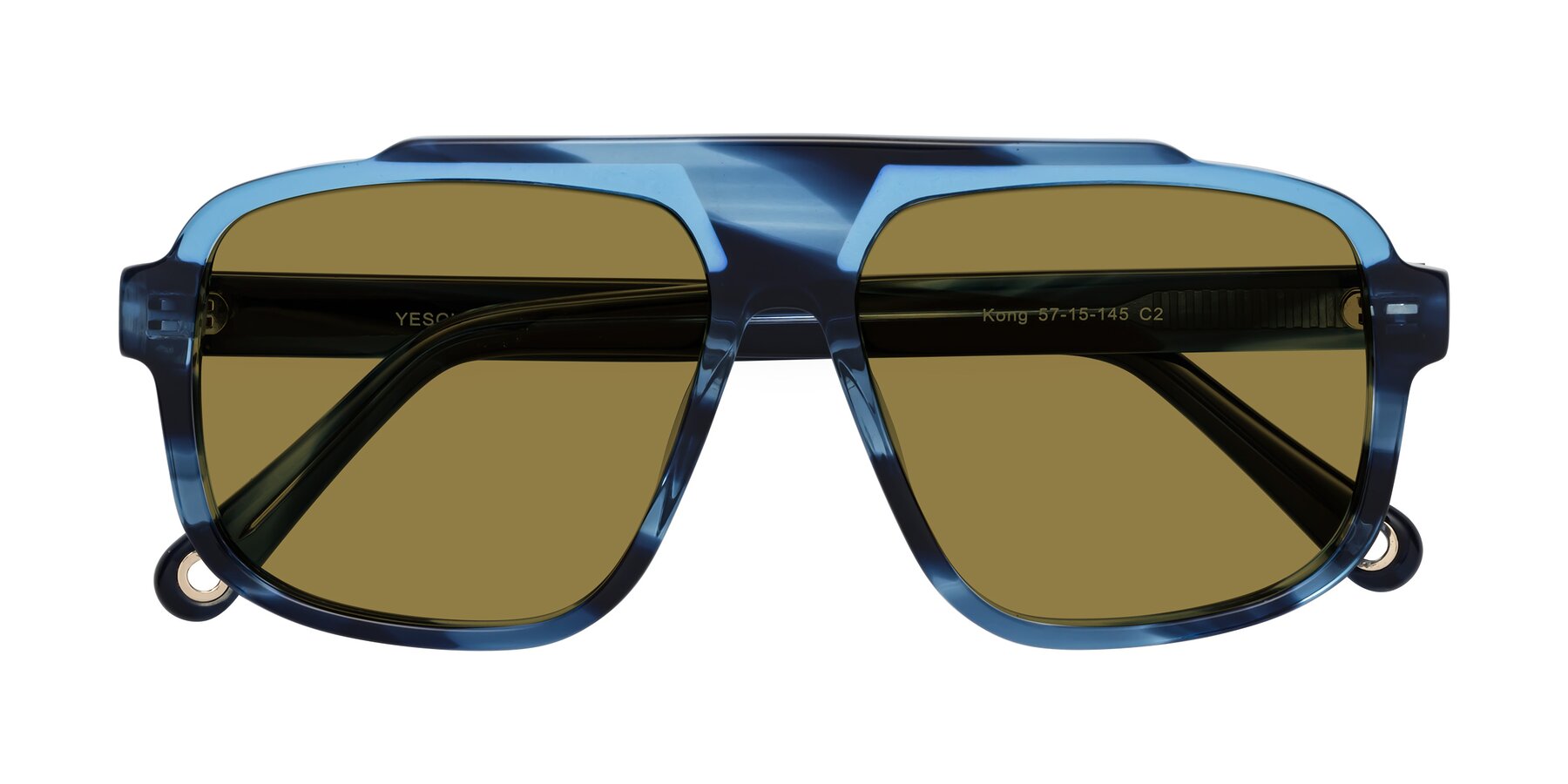 Folded Front of kong in Ocean Striped with Brown Polarized Lenses