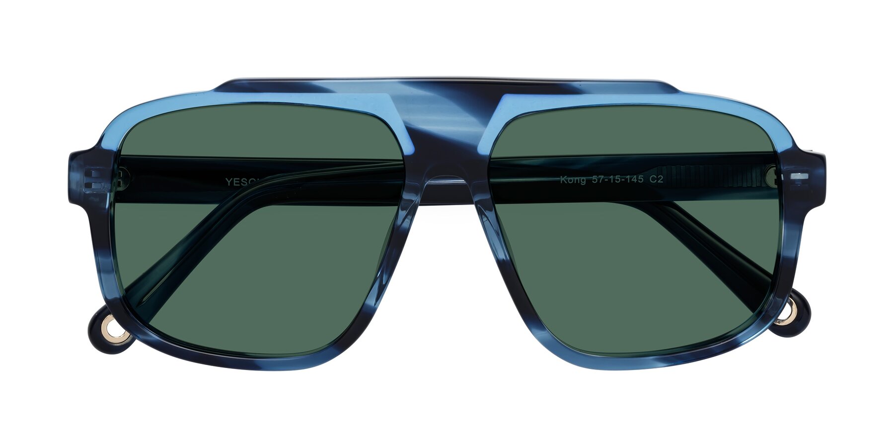 Folded Front of kong in Ocean Striped with Green Polarized Lenses