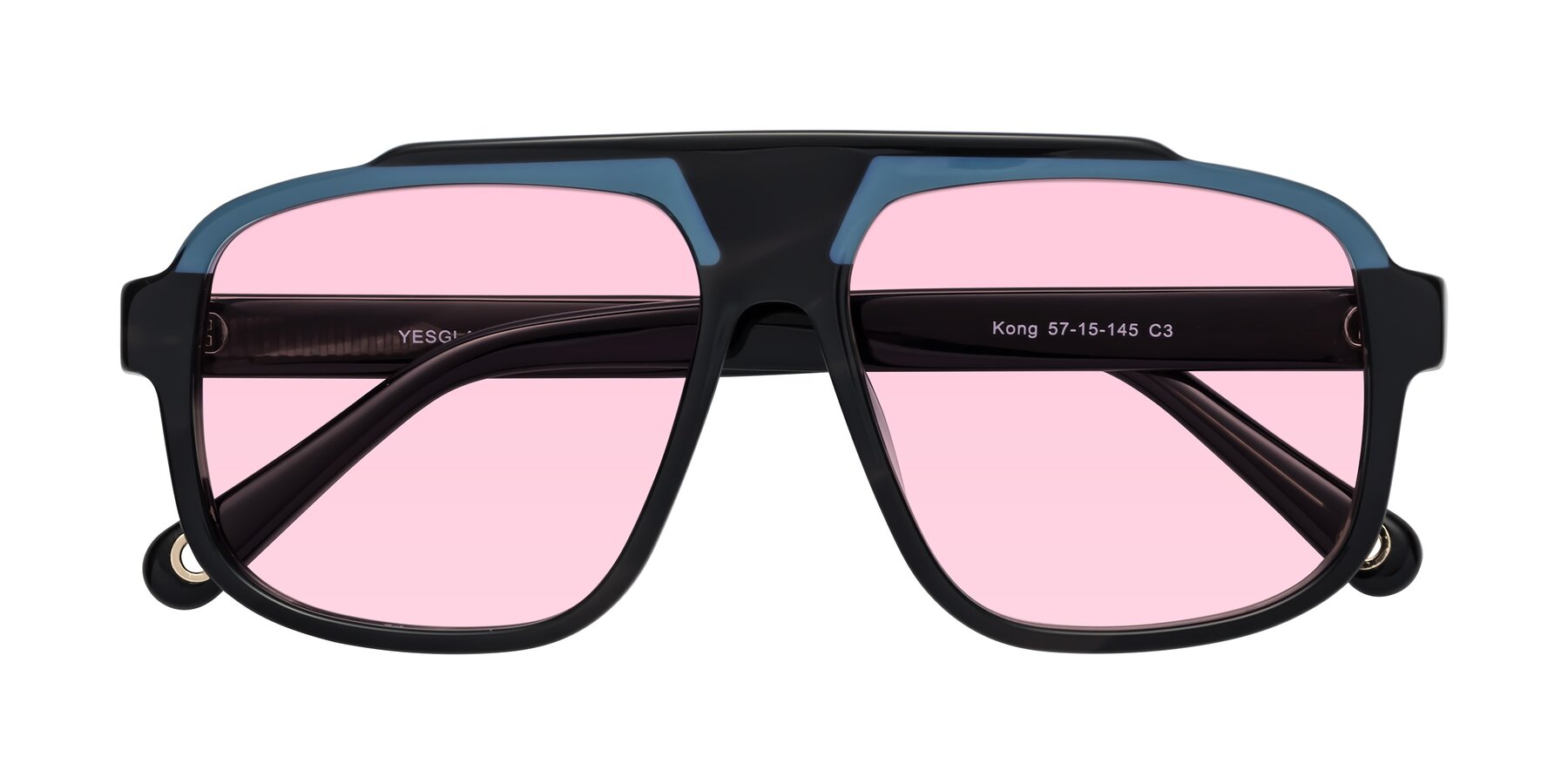 Folded Front of kong in Storm Striped with Light Pink Tinted Lenses