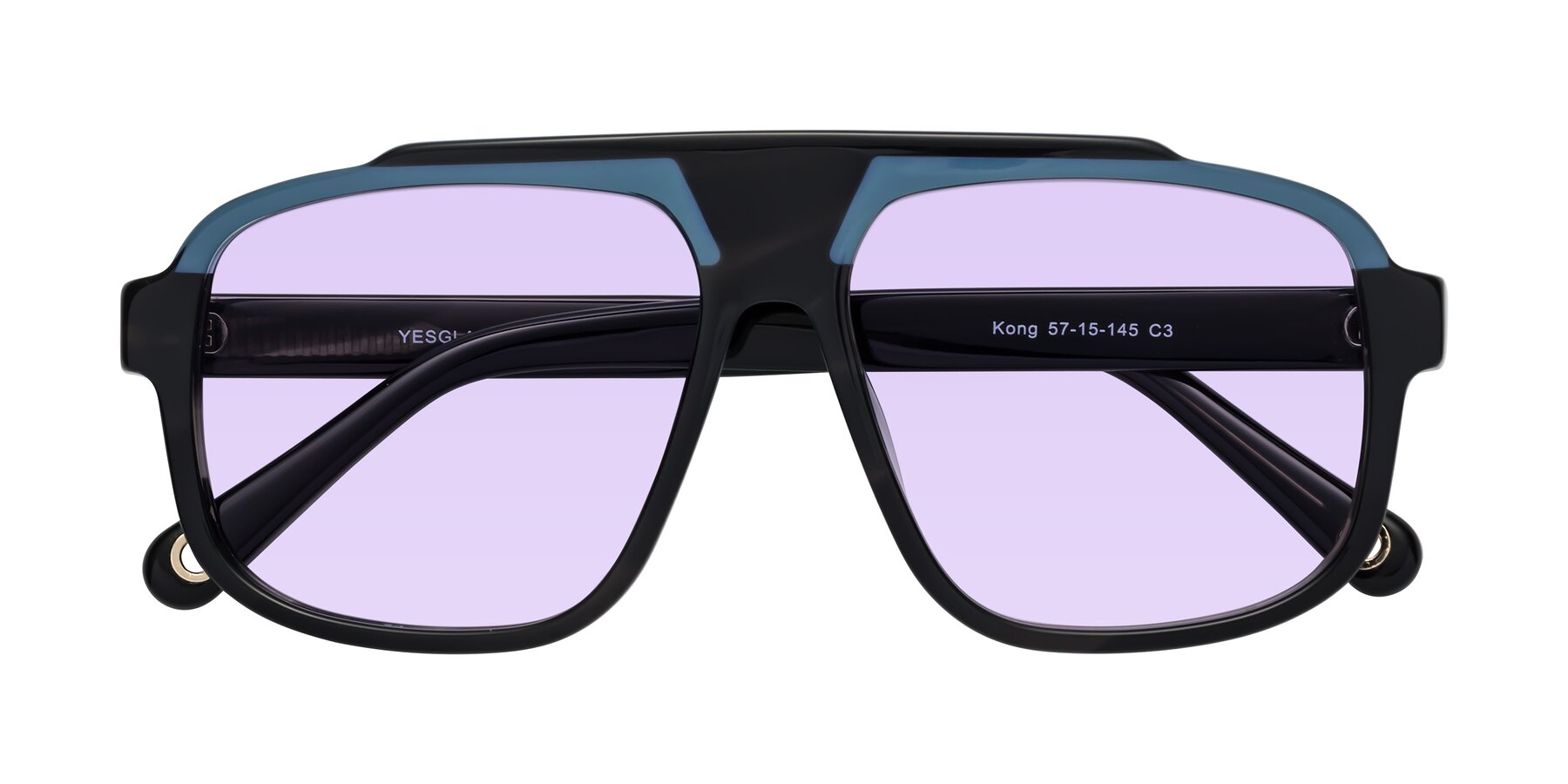 Folded Front of kong in Storm Striped with Light Purple Tinted Lenses